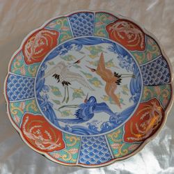 Vintage Japanese Arita Cranes Plate 