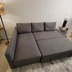 IKEA FRIHETEN Sleeper sectional, 3 seat w/storage, Skiftebo dark gray