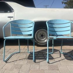 Vintage Mid-Century Metal Patio Chairs – Atomic Style – $65 for BOTH (Already Getting Interest)