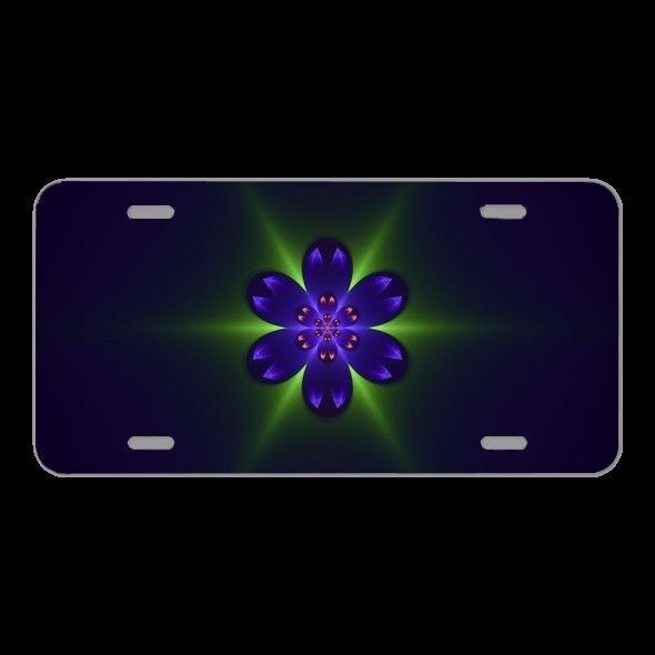 License Plate Novelty Car Front Fractal Blue Green Pattern Geometric