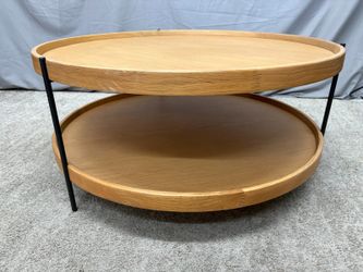EQ3 Sage Round Oak 2-Tier Coffee Table