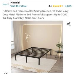 Metal 16in Full Size Bed Frame (Frame Only)
