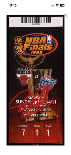 Dennis Rodman Signed 1998 NBA Finals Game 6 Commemorative Ticket (JSA)
