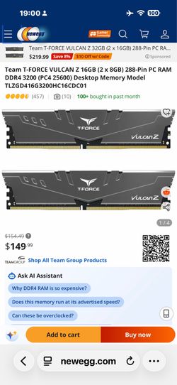 TFORCE DDR4 3200 8 GB STICKS