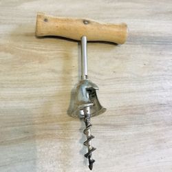 Vintage Corkscrew Bell Style Wood Handle Made In Italy Wine Bottle Opener
