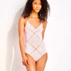 Vineyard Vines Swimwear Canopy Geo One-piece, Geo Cara Cara