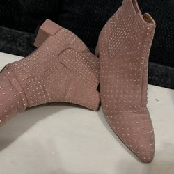 Top shop Pink Studded Ankle Boots - Size 8