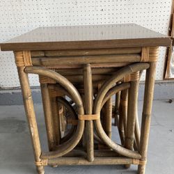 *RARE* Vintage Bamboo Pull Out Tables, And Coffee Table