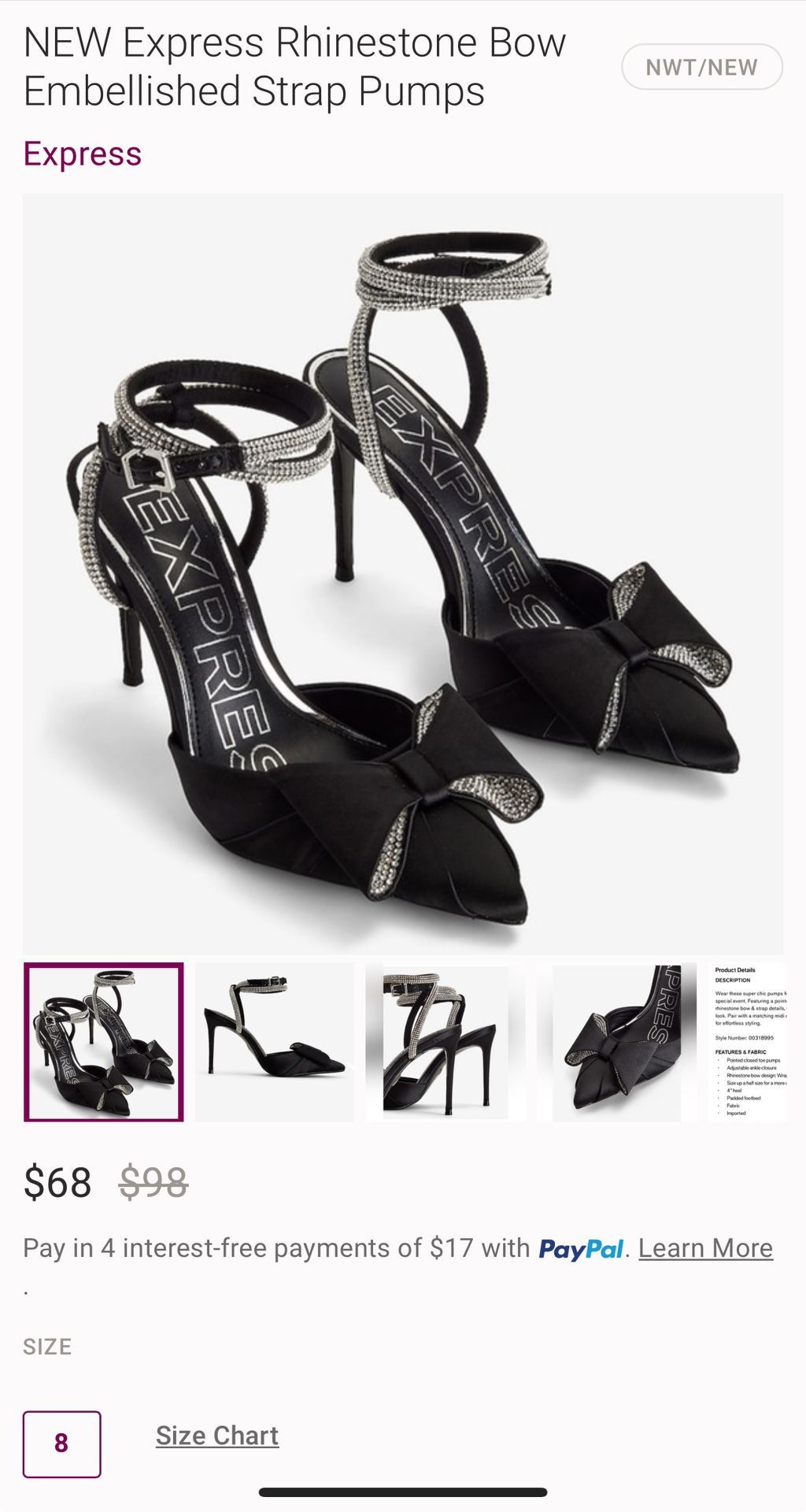 New Black bow Heels