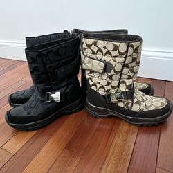 2 Coach Women Sharron A7642 Winter Womens Boots Black & Brown Size 8