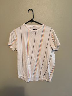 White Vertical Stripe Crewneck T-Shirt