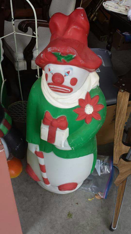 CHRISTMAS DECORATION Hobo clown snowman blow mold outdoor plastic lighted decoration
