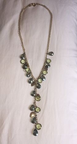 Vera Wang Gold Tone/Green Crystal Necklace