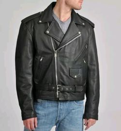 Brand New Mens Excelled Classic Leather Motorcycle Jacket. Size Large (52).