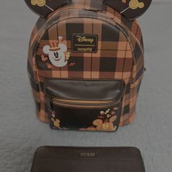 Mickey Mouse Backpack/Purse With Wallet