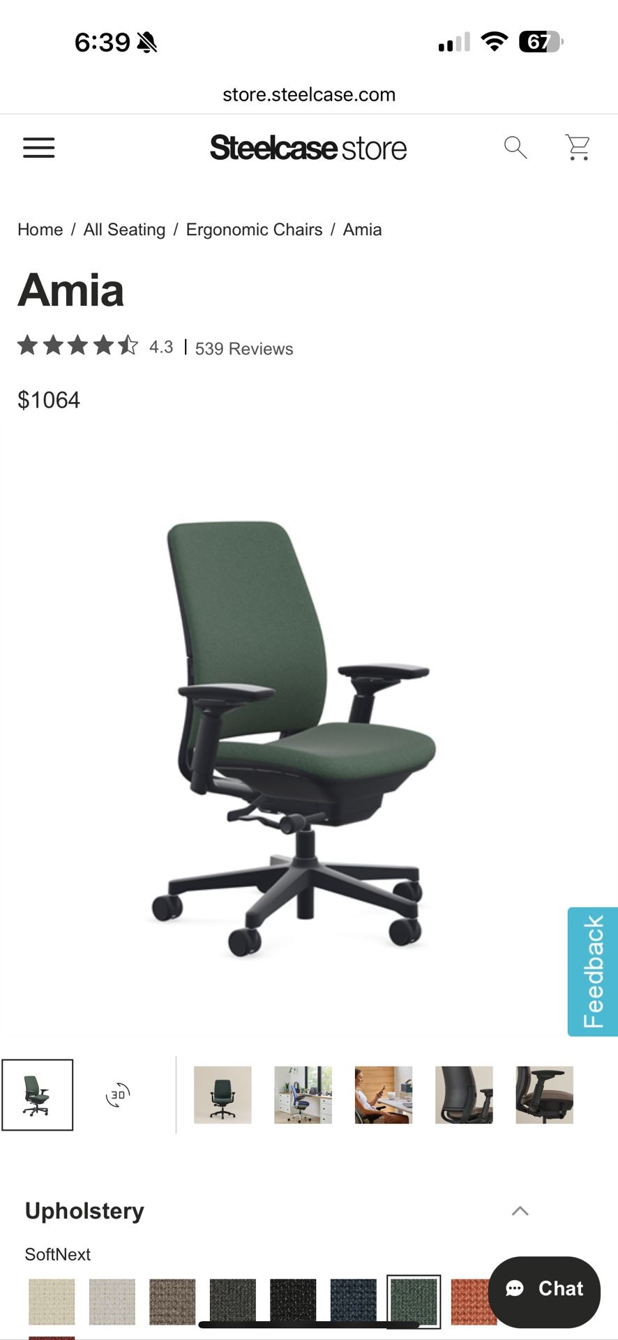 Office Chair AMIA Steelcase black And Grey