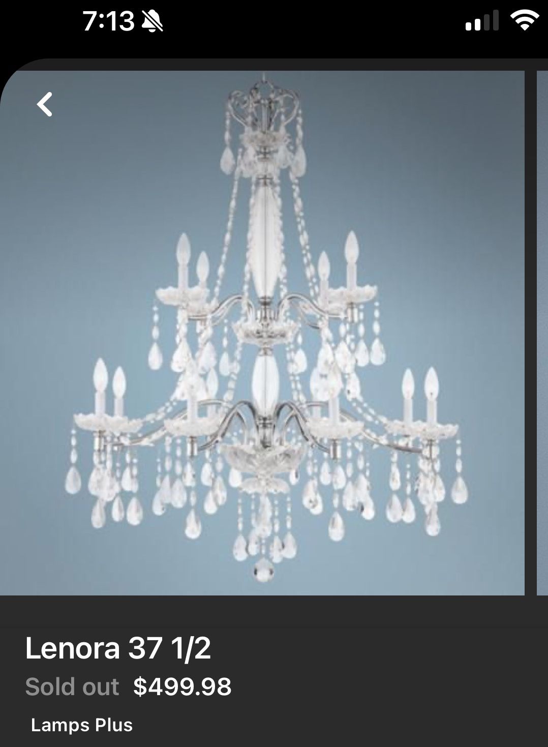 Never Used Chandelier Lorna Lamps Plus 