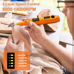 🍀 Mini Cordless Rotary Tool Kit with 105pcs Accessories, USB Charging 5-Speed 18000rpm Multi-Purpose Art Craft Tool with 3.7V Li-ion Battery for Hand