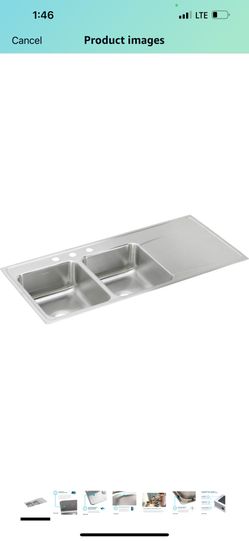Elkay ILR4822L1 Sink with Drainboard, 1 Faucet Hole, Lustrous Satin