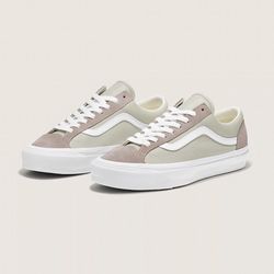 Size 5  Vans Women’s Premium Old Skool 36 LX Leather Shoes Atmosphere Grey Beige Sneakers