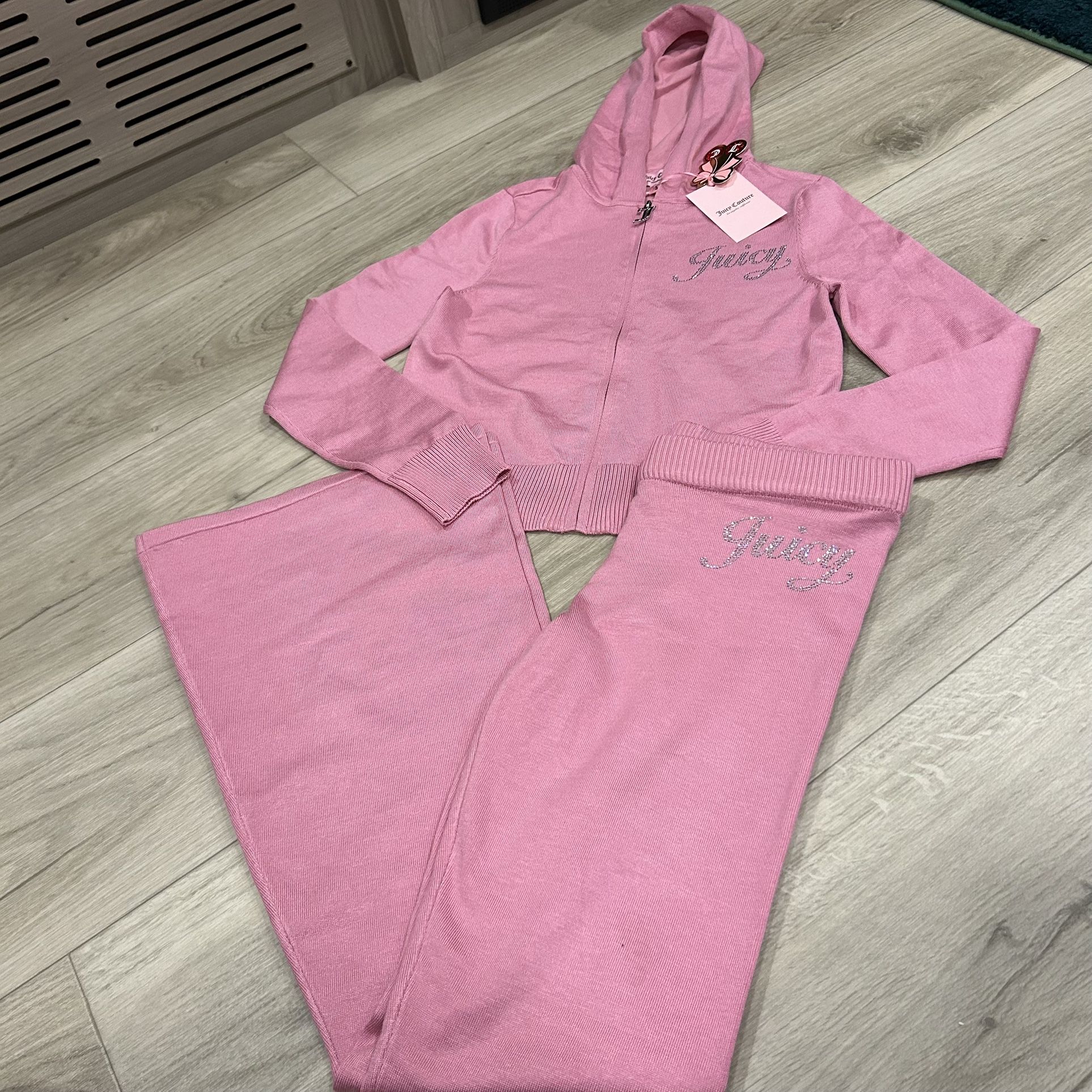 Juicy Couture Knitted Tracksuit Set with Rhinestone Detail