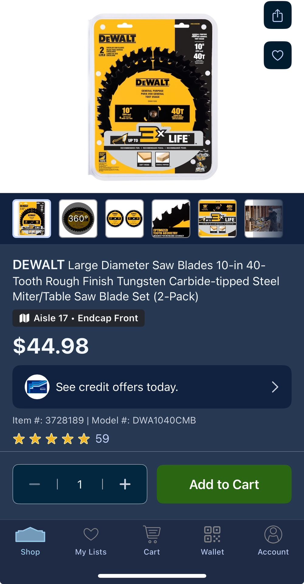 Brand New DeWalt 10” 2 Pack Saw Blades