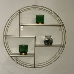 Crate & Barrel Round Metal & Wood Shelf 