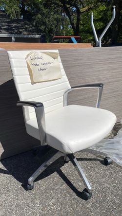 Global white leather adjustable office chair