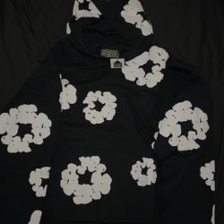 Denim Tears Black-White Hoodie Size Medium 