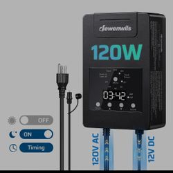 DEWENWILS 120W ( 120V AC to 12V DC) Low Voltage Transformer with Photocell Sensor & Timer for Spotlights, Garden Lights, Steplight, Billboard-HDLT03A