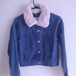 Women's Jean Jacket ( Pink Collar)