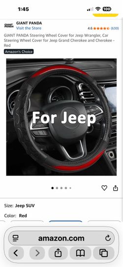 Giant Panda Jeep Steering Wheel Cover Red