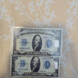  2 X Silver Grain .999 Art Cards - $10 Bill Design with 1 Grain Pure Silver Each - Laminated