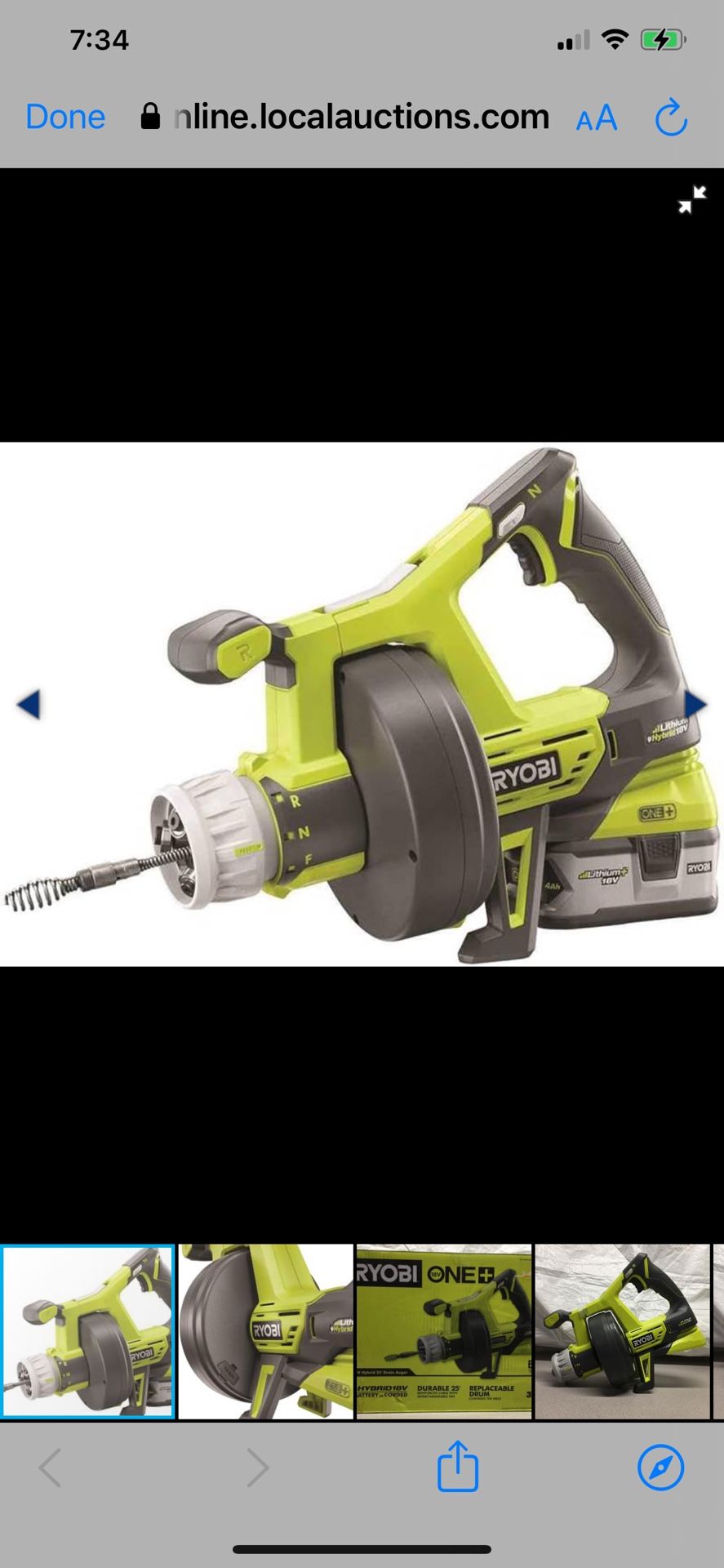 Ryobi One+ 18V Hybrid 25" Drain Auger - Tool Only (Retail $109.00)
