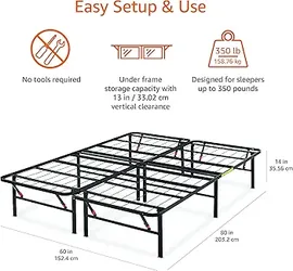Queen Size Metal Bed Platform Easy Set Up