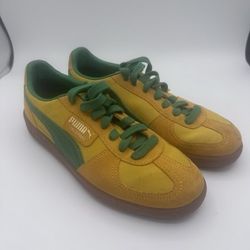 Puma Palermo Pele Yellow/Archive Green Suede Sneakers Gum Sole Men’s US 10.5