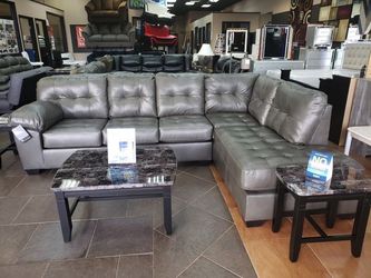 Grey Leather Sectional