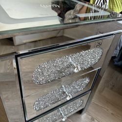 2 glass/mirrored nightstands