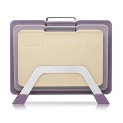 Set of 3 Thickened Cutting Boards with Storage Rack Cutting Boards for Kitchen, Multifunctional Non Slip Cutting Board, Raw and Cooked Cutting with Gr