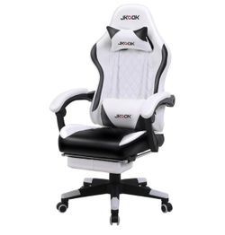 J273-JK06 Gaming Chair with Ottoman, Reclining, Interlocking Armrest, Office Chair, Desk Chair, Height Adjustment, Study Chair, Computer Chair, PU Lea
