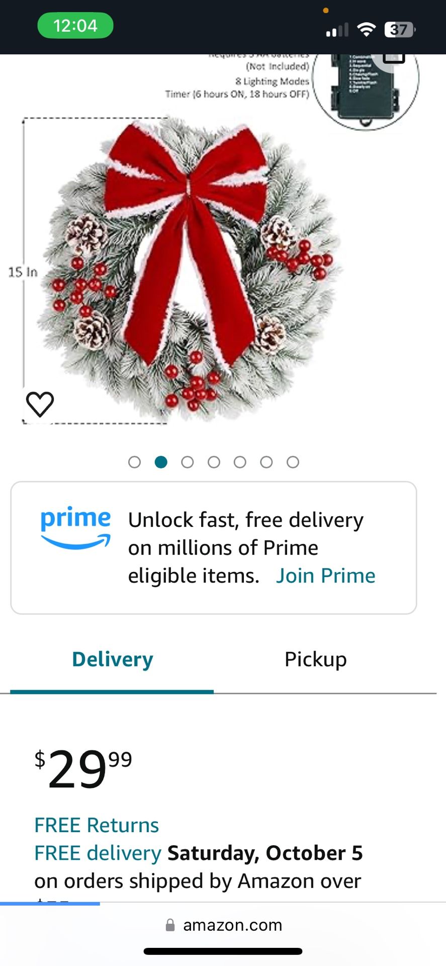 Christmas Wreath 15in Outdoors