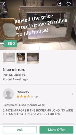 Beware scam Mirroe sale