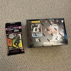 2024 Panini NFL Donruss Football Trading Card Mega Box + 2021 Mosaic Pack New Sealed