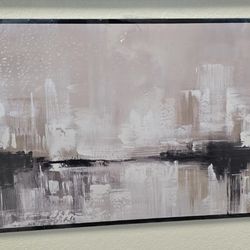 BRAND NEW 
PHOPAGO Beige, White and Grey Abstract Framed Wall Art Modern Minimalist Painting Decor Graffiti Artwork for Home Wall Decor 40 x 20 in Bla