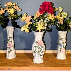 Sophia Ann Handmade Hand-painted From The 1980s Ceramic And Porcelain 3D Floral Vases