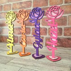Custom Name Wooden Flower 