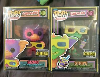 Funko POP Gremlins Gizmo And Stripe Black Light Exclusive Editions Mint In Protectors