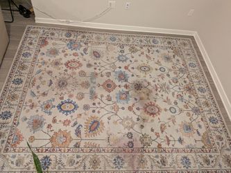 Indoor Bohemian Cream Rug With Flower Details