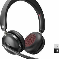 Dytole Wireless Headset with Mic for Work, Bluetooth 5.3 Headset with Noise Cancelling, Wireless Headphones with Mic & USB Dongle, 65H & Mute, Ideal f