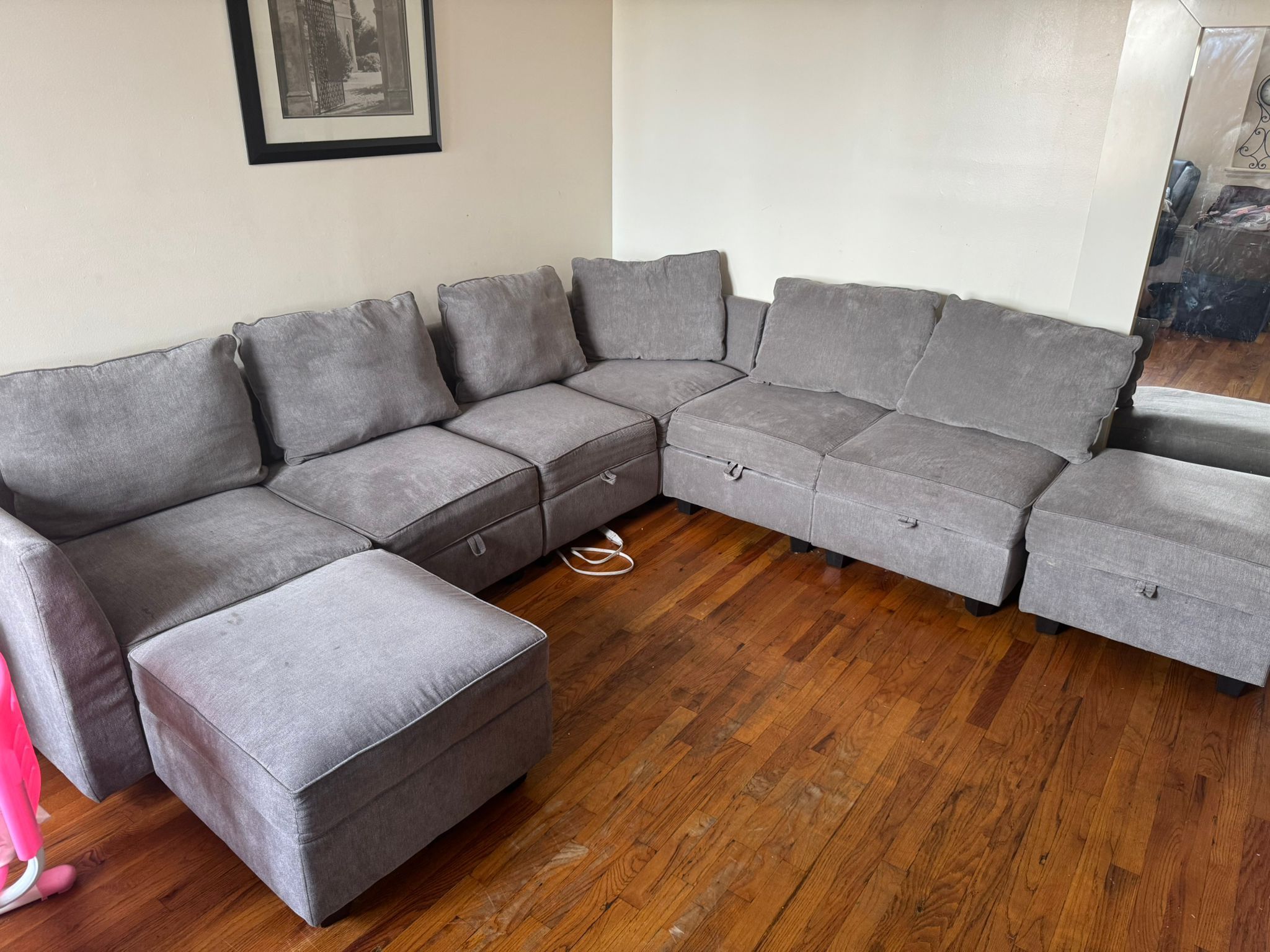 Gray Sectional Sofa with Storage